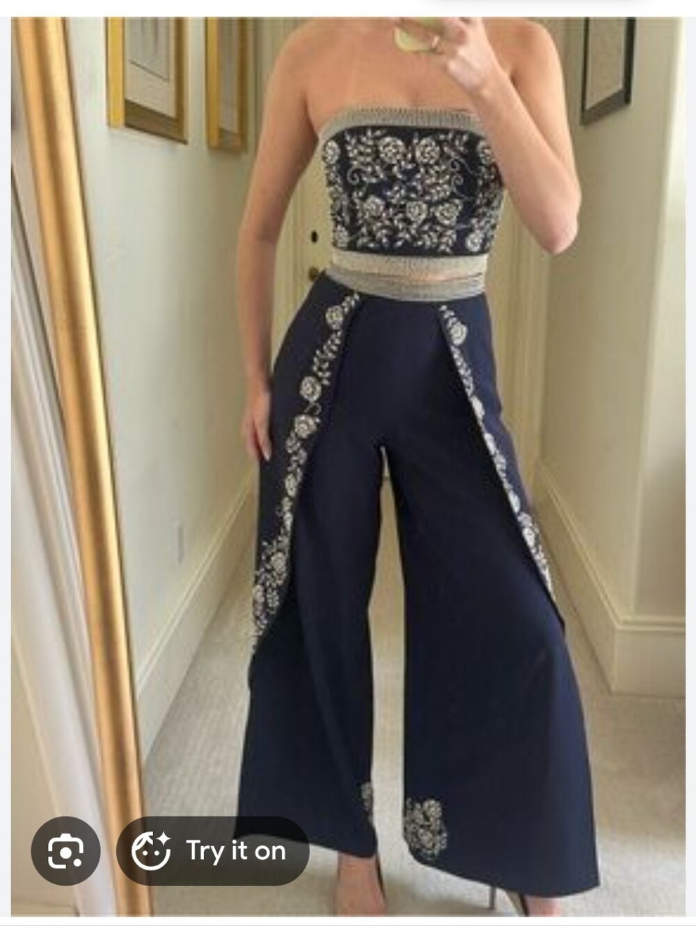 Alice + Olivia Beaded Bustier Crop And Matching Larissa Pants Size 6